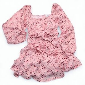 Francesca's Blue Rain Pink Dress with Scarlet Hearts Valentine's Day Size M